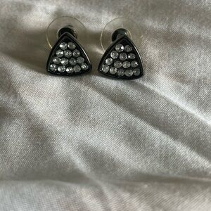 Elegant Silver tone rhinestone Stud Earrings